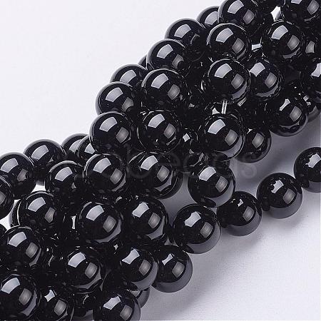 Natural Black Onyx Round Beads Strands GSR10mmC097-1