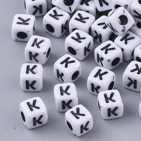 White Opaque Acrylic Beads MACR-R869-02K-1