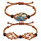 Adjustable Braided Nylon Cord Macrame Pouch Bracelet Making, with Glass Beads, Sienna, Inner Diameter: 1-7/8~3-1/4 inch(4.7~8.4cm), 2 styles, 1pc/style, 2pcs/set