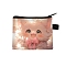 Polyester Wallets, Rectangle with Cat Pattern Makeup Bags, Misty Rose, 11x13.5cm