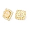 Ion Plating(IP) Natural Citrine Square Stud Earrings with Plastic Pearl Beaded, Real 14K Gold Plated Brass Jewelry, 18x18mm