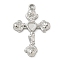 304 Stainless Steel Pendant Cabochon Settings, Cross, Stainless Steel Color, 30.5x20x3mm, Hole: 1.8mm, tray: 4x4mm