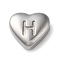 Non-Tarnish 201 Stainless Steel Beads, Stainless Steel Color, Heart, Letter H, 7x8x3.5mm, Hole: 1.5mm