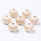 Unfinished Natural Wood European Beads, Large Hole Beads, for DIY Painting Craft, Laser Engraved Pattern, Round, Antique White, 20x18mm, Hole: 4mm