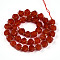 Natural Carnelian(Dyed & Heated) Beads Strands, with Seed Beads, Star Cut Round Beads, Faceted, 7.5~8x9~10x9~10mm, Hole: 1.2mm, about 37~38pcs/strand, 14.69''(37.3cm), Seed Beads: 2.5~3x2mm