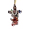 Opaque One-sided Printed Acrylic Big Pendants, for Halloween, Cross with Butterfly, Brown, 495x2mm, Hole: 3.5mm