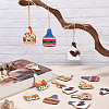 40Pcs 4 Style Single Face Printed Basswood Big Pendants WOOD-OC0002-66-4