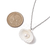 Natural Clam Shell & Imitation Pearl Pendant Necklaces NJEW-JN05006-3