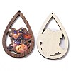 Halloween Theme Single Face Printed Aspen Wood Big Pendants WOOD-G015-05C-2