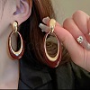 Oval Alloy Enamel Dangle Stud Earrings FS-WG5D403-02-1
