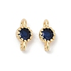 Brass Cubic Zirconia Flat Round Connector Charms KK-H204-02KCG-03-1