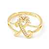 Clear Cubic Zirconia Initial Letter with Crown Adjustable Ring RJEW-M139-17X-2