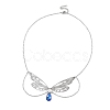 304 Stainless Steel & Blue Glass Pendant Necklaces NJEW-TA00253-3