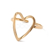 Hollow Out Heart 304 Stainless Steel Open Cuff Ring for Women RJEW-E073-07G-2