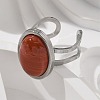 Oval Natural Red Jasper Finger Rings RJEW-M062-02P-14-5