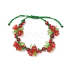 Flower Acrylic & MIYUKI Seed Beads & Natural Carnelian Bracelets BJEW-MZ00221-01-2