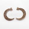Tibetan Style Alloy Hollow Moon  2-Loop Link Pendants X-TIBEP-5312-AB-FF-2