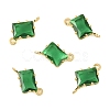 Brass Pave Cubic Zirconia Rectangle Connector Charms KK-P347-05G-03-1