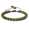 Natural Unakite Round Bead Adjustable Braided Bracelets UO3136-7-1