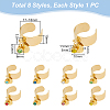 8Pcs 8 Color Birthstone Rhinestone & 201 Stainless Steel Flat Round Charm Rings Set RJEW-AB00003-3
