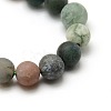 Frosted Natural Indian Agate Round Bead Strands LS-G-M063-8mm-01-2