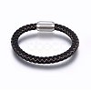 Leather Braided Cord Bracelet with Magnetic Clasp for Men Women BJEW-G603-04C-01-1