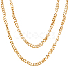 2Pcs 7mm Stainless Steel Cuban Link Chain Necklaces for Women Men NJEW-BBC0001-39A-1