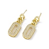 Clear Cubic Zirconia Oval Dangle Stud Earrings EJEW-I277-14G-1