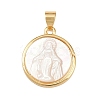 Natural White Shell Flat Round Pendants KK-F919-42C-G-2