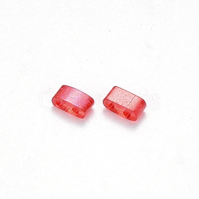 FGB 2-Hole Baking Paint Transparent Glass Seed Beads SEED-S031-M-254-1