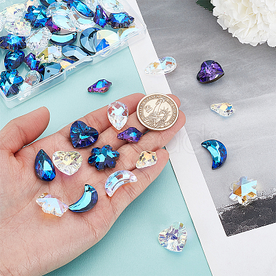 50Pcs 10 Styles Glass Pendants GLAA-GA0002-23-1
