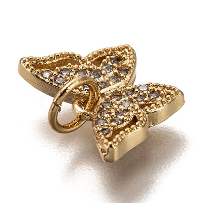 Brass Micro Pave Clear Cubic Zirconia Charms ZIRC-B002-47G-1