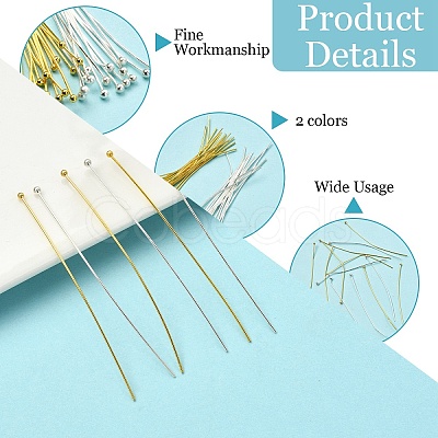 160Pcs 2 Colors Brass Ball Head Pins KK-YW0002-91-1