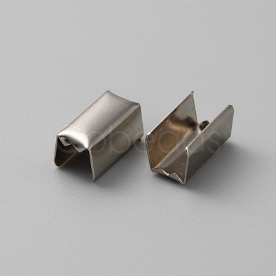 100Pcs Iron Folding Crimp Ends IFIN-WH0086-03B-P-1
