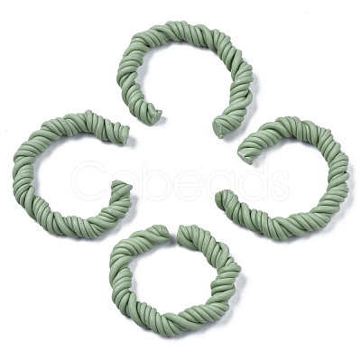 Polymer Clay Twist Rope Open Ring CLAY-N010-031-04-1