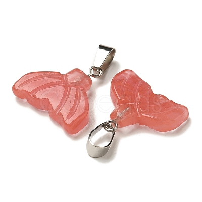 Cherry Quartz Glass Pendants G-Z067-01P-06-1