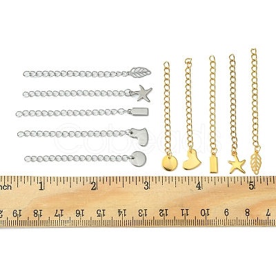 20Pcs 10 Style 304 Stainless Steel Curb Chain Extender STAS-FS0001-37-1