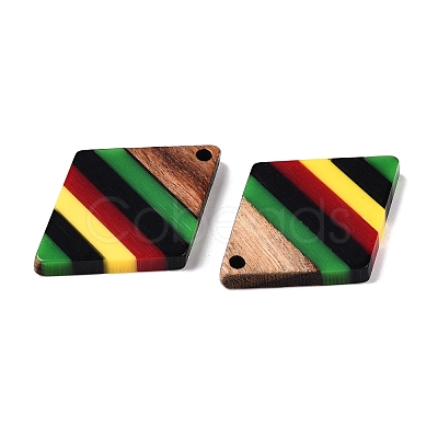 Jamaican Colour Epoxy Resin & Walnut Wood Pendants X-RESI-N039-122N-1