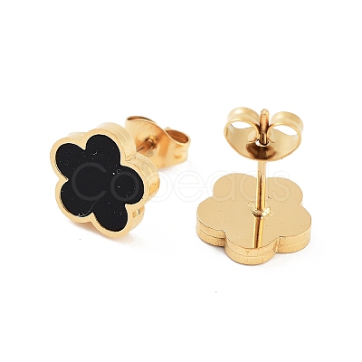 Flower Resin Stud Earrings X-EJEW-K281-01G-03-1