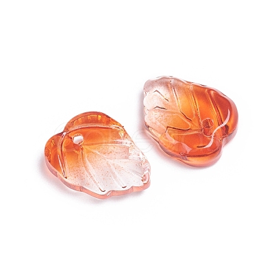 Autumn Theme Two-Tone Transparent Glass Charms X-GLAA-H016-15O-1