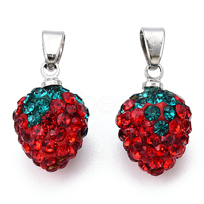 Polymer Clay Rhinestone Pendants RB-S055-39G-A-1