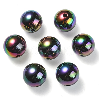 UV Plating Rainbow Iridescent Acrylic Beads PACR-E001-04B-1