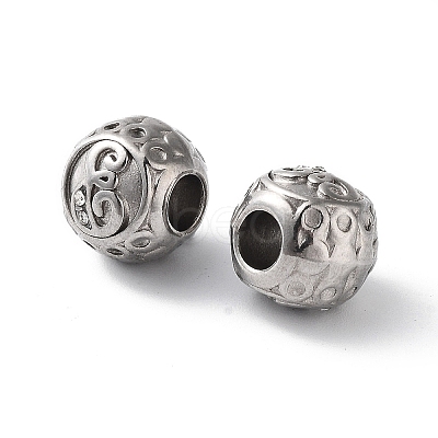 304 Stainless Steel Rhinestone European Beads STAS-A092-10E-P-1