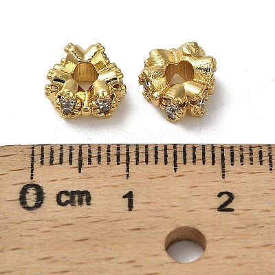 Brass Micro Pave Cubic Zirconia Beads KK-B142-26G-1