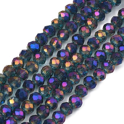 Electroplate Transparent Glass Beads Strands EGLA-A034-T4mm-G10-1