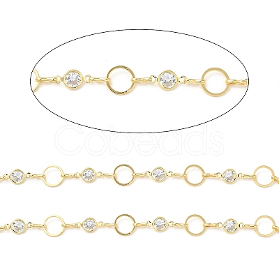 Rack Plating Brass Ring & Flat Round Link Chain CHC-H105-10G-1