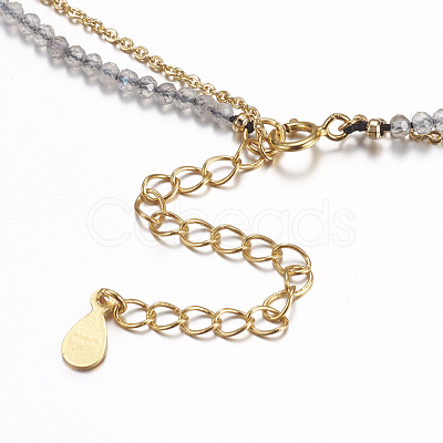 Faceted Natural Labradorite Tiered Necklaces NJEW-F212-13G-1