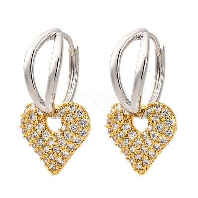 Brass Micro Pave Clear Cubic Zirconia Hoop Earrings EJEW-D322-08PG-01-1