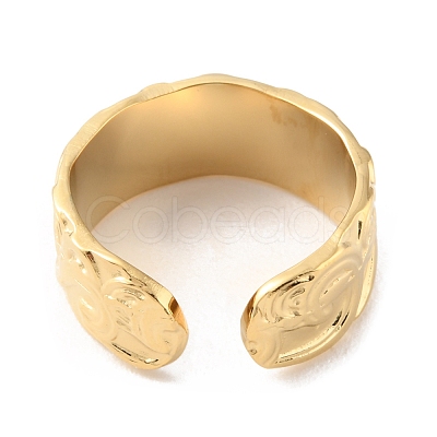 304 Stainless Steel Textured Open Cuff Rings RJEW-D002-32G-1