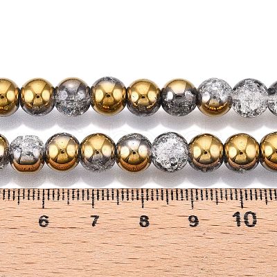 Electroplated Crackle Glass Beads Strands EGLA-N014-8mm-04-1